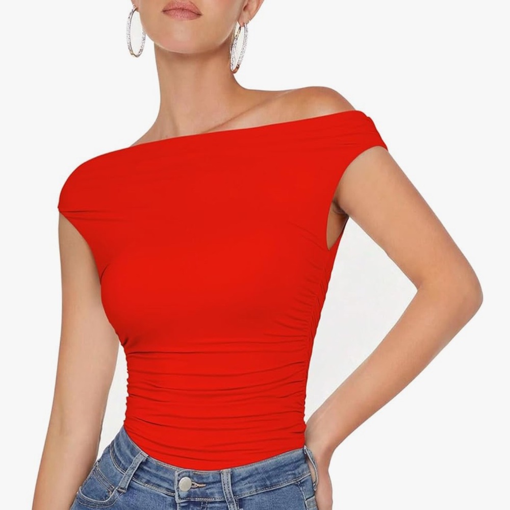 Elegant Red Off-Shoulder Top